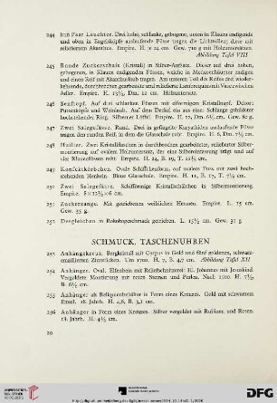 Schmuck, Taschenuhren (Nr. 253-281)