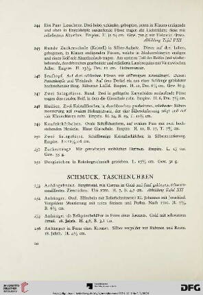 Schmuck, Taschenuhren (Nr. 253-281)