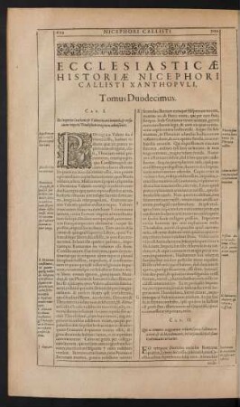 Ecclesiasticae Historiae ... Tomus Duodecimus.
