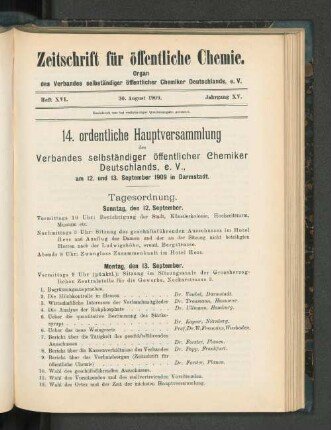 Heft XVI. 30. August 1909. Jahrgang XV.