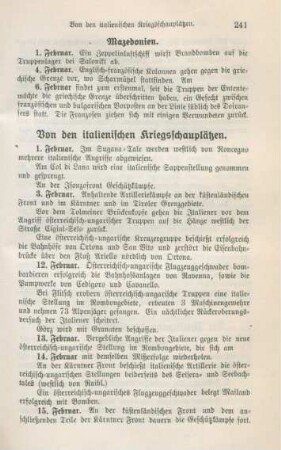 Von den italienischen Kriegsschauplätzen