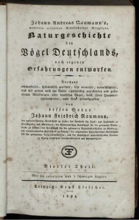 Theil 4, Text: Johann Andreas Naumann's Naturgeschichte der Vögel Deutschlands. Theil 4, Text