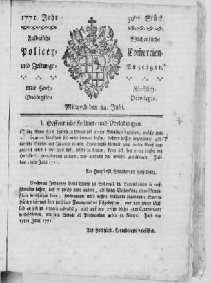 30tes Stück, Ausgabe vom 24. Julii 1771