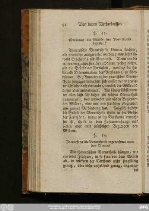 §. 53. Worinnen die Stärke der Vorurtheile bestehe?