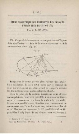 Étude géométrique des propriétés des coniques d'après leur définition. [Fortsetzung]