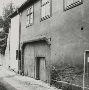 Pegau, Breitstraße 33/Ecke Neugasse. Wohnhaus mit Laden (um 1820). Straßenansicht (Neugasse)