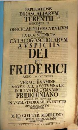 Explicationis didascaliarum Terentii specimen ..., II.