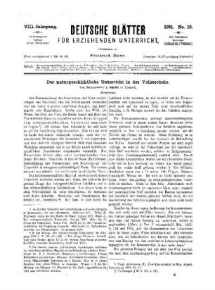 Der naturgeschichtliche Unterricht in der Volksschule : (Fortsetzung)