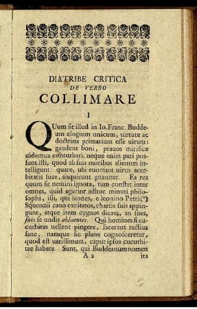 Diatribe Critica De Verbo Collimare.