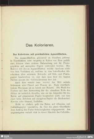 Das Kolorieren