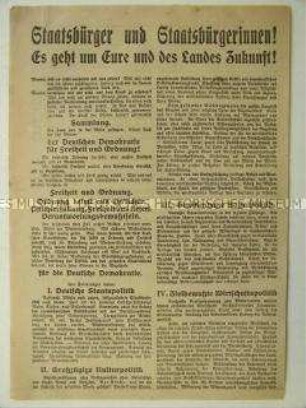 Wahlflugblatt der DDP zur sächsischen Landtagswahl (?)
