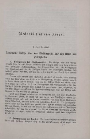 Erstes Kapitel. Allgemeine Gesetzte über das Gleichgewicht und den Druck von Flüssigkeiten.