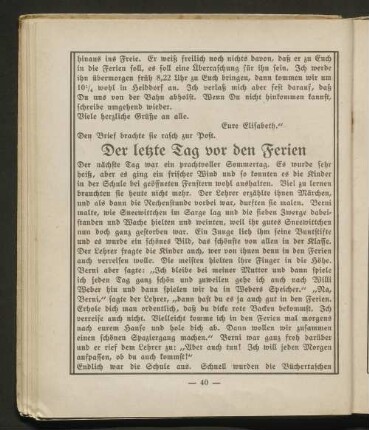 Der letzte Tag vor den Ferien
