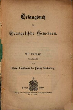 Gesangbuch für evangelische Gemeinen