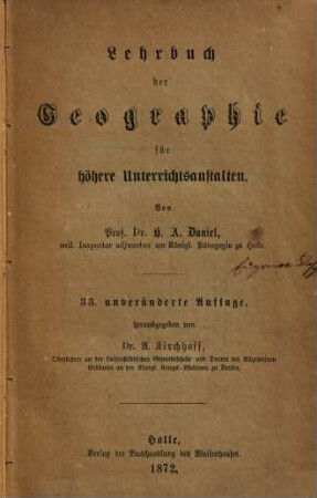 Lehrbuch der Geographie für höhere Unterrichtsanstalten