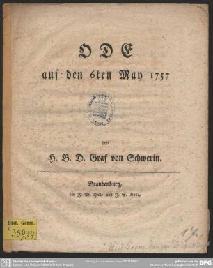Ode auf den 6ten May 1757
