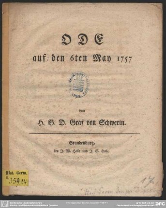 Ode auf den 6ten May 1757