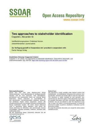 Two approaches to stakeholder identification