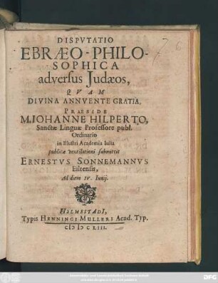 Disputatio Ebraeo-Philosophica adversus Judaeos