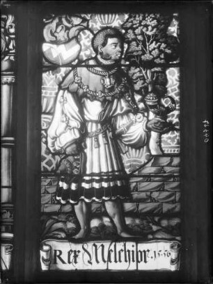 Reichenau Mittelzell Kloster Marienmünster Chorabschlussfenster Glasmalerei Geburt der Melchior (16. Jahrhundert)