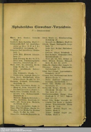 Einwohnerverzeichnis : Alphabetisches Einwohner-Verzeichnis