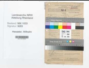 Entnazifizierung Wilhelm Hesseler , geb. 19.08.1893 (Polizeibeamter)