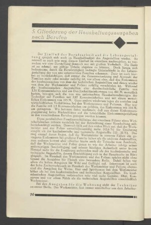 5. Gliederung der Haushaltungsausgaben nach Berufen