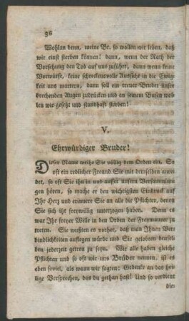 V. Ehrwürdiger Bruder!
