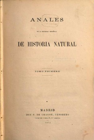 Anales de la Sociedad Española de Historia Natural, 1. 1872