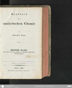 1: Die Lehre von den qualitativen chemisch-analytischen Untersuchungen