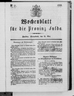 Nr. 21, Ausgabe vom 22. Mai 1858