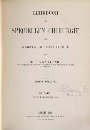 Lehrbuch der speciellen Chirurgie für Aerzte und Studirende. 3