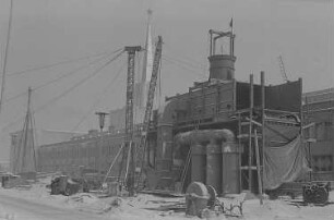 Vorbereitungen zur Frühjahrsmesse 1956, Aufbauarbeiten und Montage von Maschinenanlagen