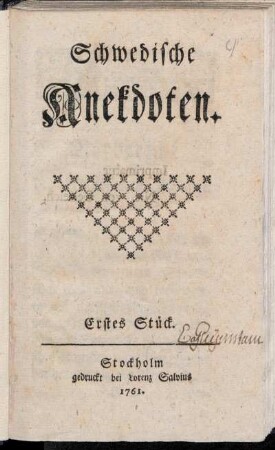 Schwedische Anekdoten : Erstes Stück - [Fünftes Transsumt]