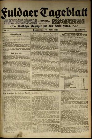 Ausgabe vom Donnerstag, den 10. Juni 1920.
