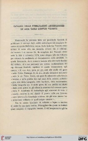 Catalogo dell pubblicazioni archeologiche del comm. Carlo Lodovico Visconti