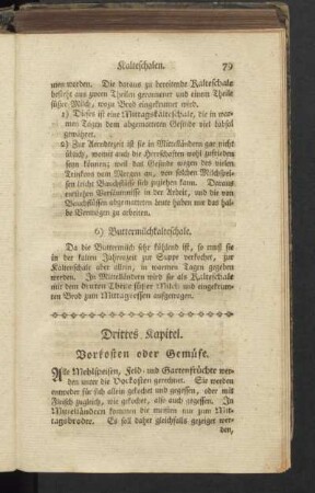 Drittes Kapitel. Vorkosten oder Gemüse.