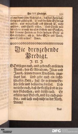 Die dreyzehende Predigt.