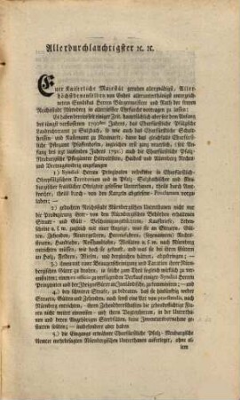 Ad Imperatorem allerunterthänigste Svpplica ... Syndici zu Nürnberg, Herren Bürgermeistere und Rath, entgegen Se Churfürstliche Durchlaucht zu Pfalz und Höchstdero nachgesezte Churfürstliche Regierungen zu Amberg und Neuburg [et]c. [et]c. [et]c. pcto contraventionis Privilegiorum et aliorum gravaminum : Mit Anlagen von lit. A. bis W. incl.