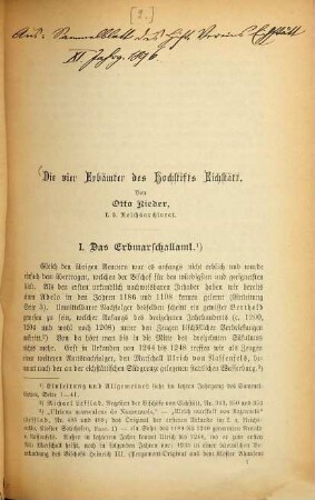 Die vier Erbämter des Hochstifts Eichstätt, 1