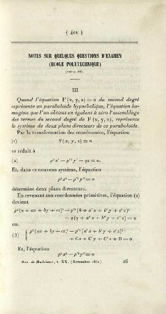 Notes sur quelques questions d'examen (Ecole Polytechnique).