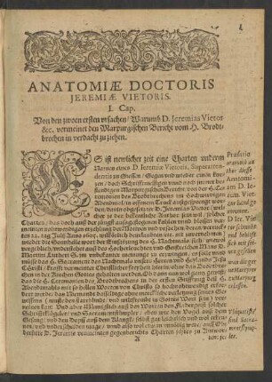Anatomiae Doctoris Jeremiae Vietoris.