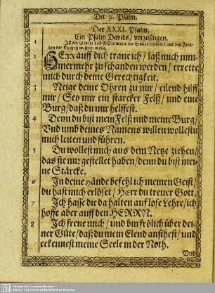 Der XXXI. Psalm