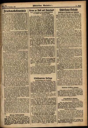 Zweite Ausgabe vom Freitag, den 30. November 1934.