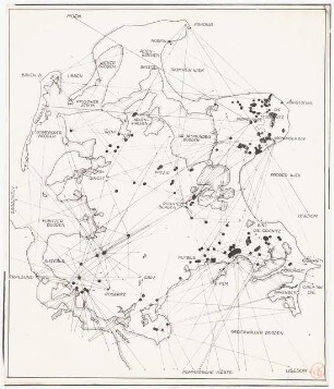 Hünengräber, Rügen: Lageplan mit Sichtachsen