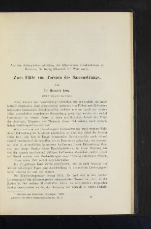 Zwei Fälle von Torsion des Samenstrangs.