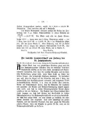 Die Badische Landwirtschaft am Anfang des XX. Jahrhunderts
