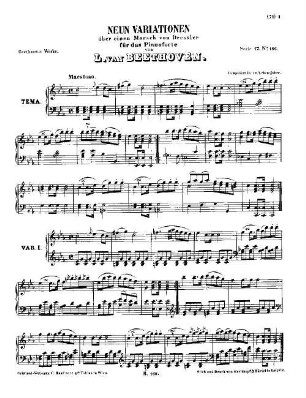Beethoven's Werke. 166 = Serie 17: Variationen für das Pianoforte, 9 Variationen über einen Marsch von Dressler : [WoO 63]
