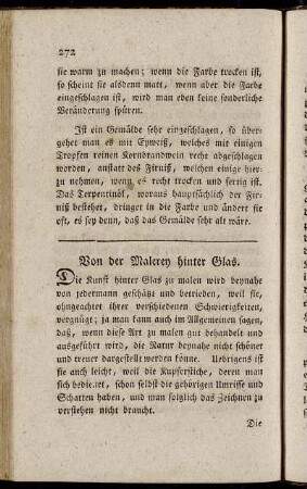 Von der Malerey hinter Glas