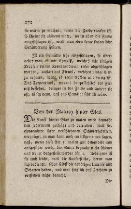 Von der Malerey hinter Glas